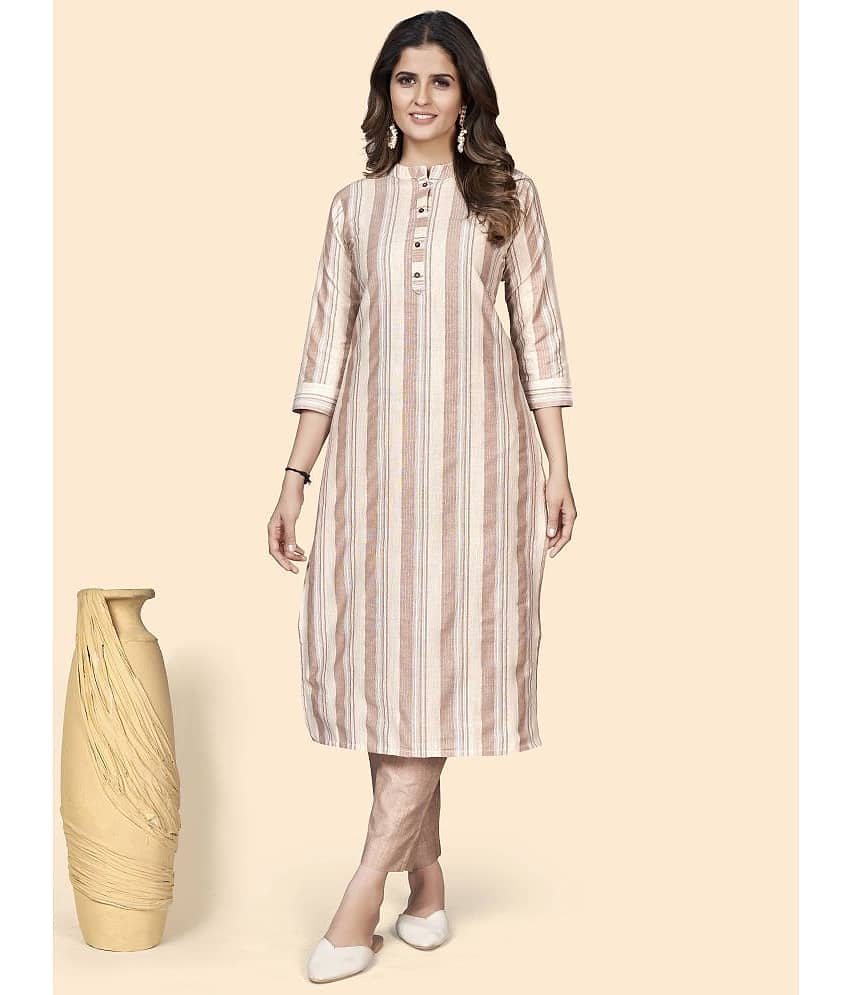 Vbuyz - Brown Cotton Blend Women's Straight Kurti ( Pack of 1 )