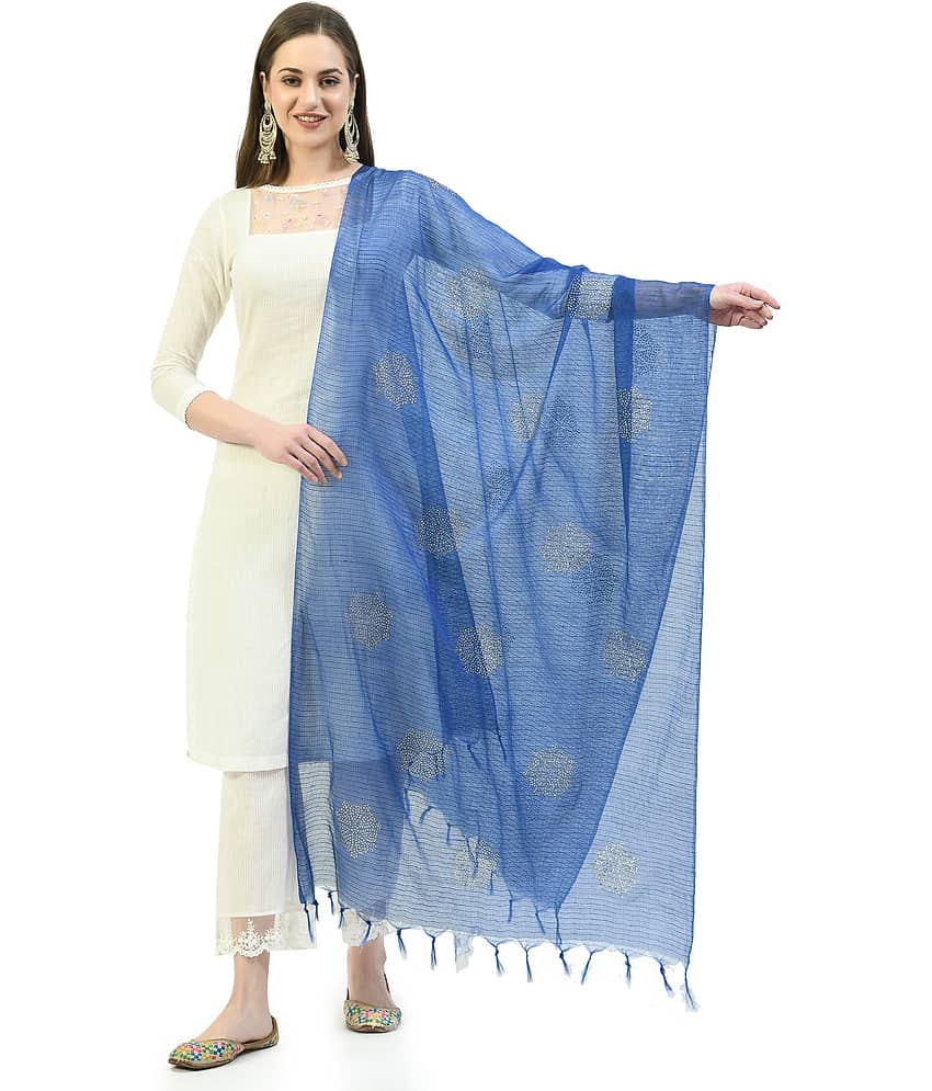 A R Silk - Blue Cotton Women's Dupatta - ( Pack of 1 )