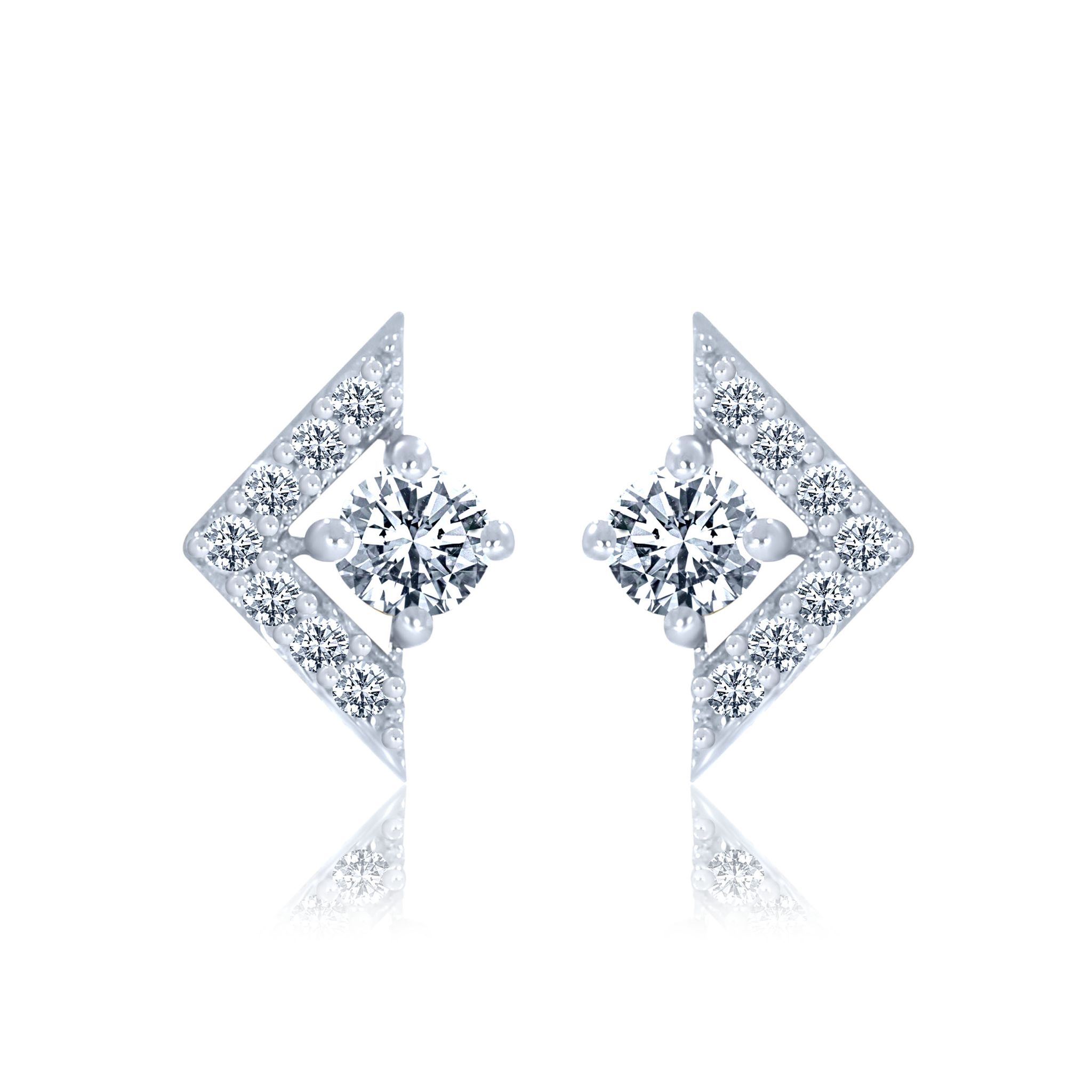 Senco Gold Arrow of Spark Solitaire Studs (1.4 gram / 0.14 Ct / GH-VVS-VS / 14K Yellow Gold)