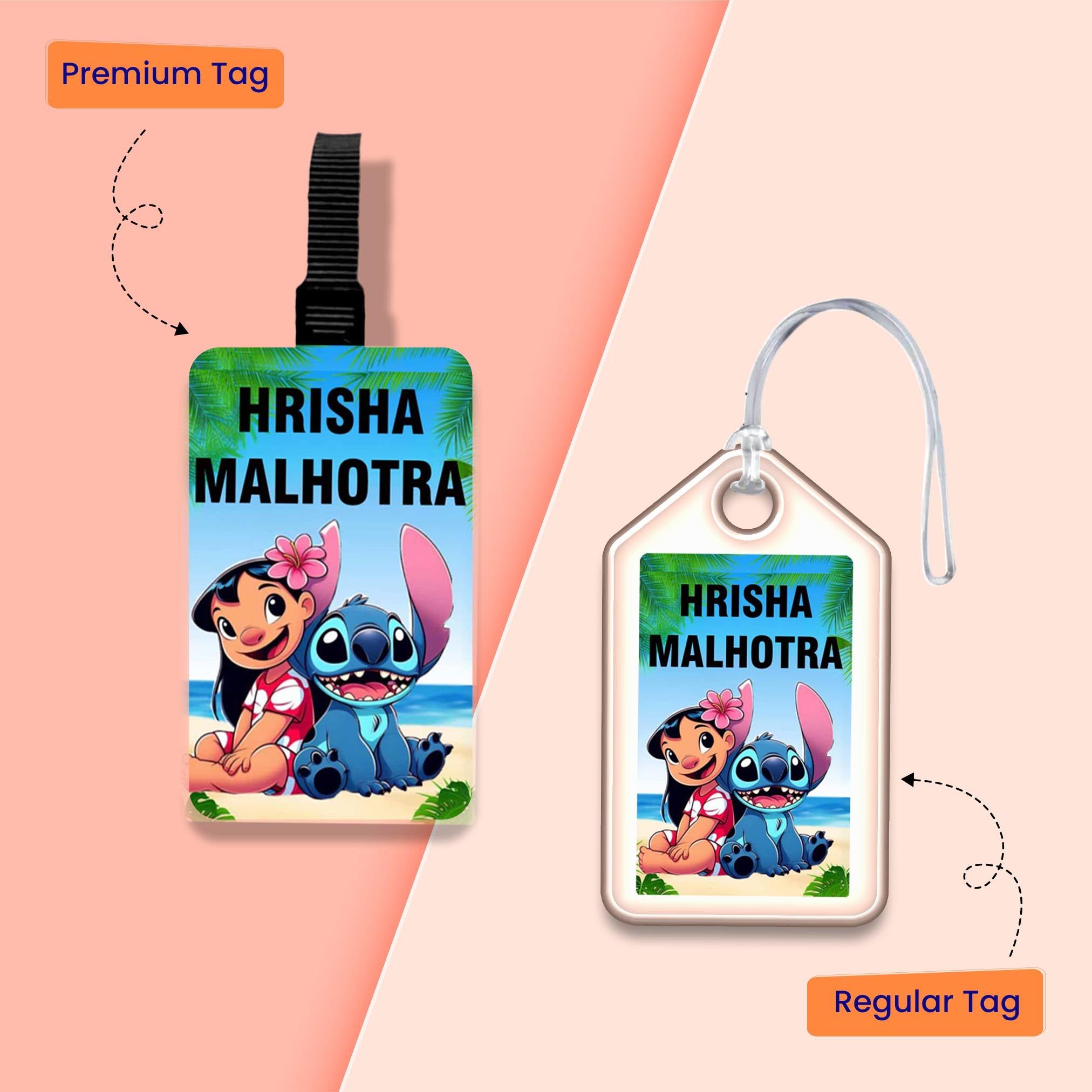 Personalized Bag Tags for Kids - Set of 5 - Lilo & Stitch Design-Regular Bag Tags