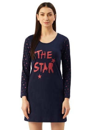Klamotten Women's Printed Full Sleeves Sleepshirt DB13N
