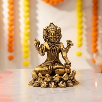 Brass Brahma Ji God Idol – Premium Brass Spiritual Temple Decor, Height : 4 Inch (BSMAS1397 F)