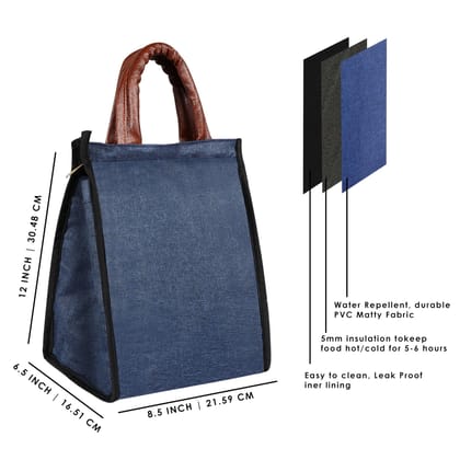 Azure Dream: Linen Textured Insulated Tiffin Bag/Lunch Bag (TB07)