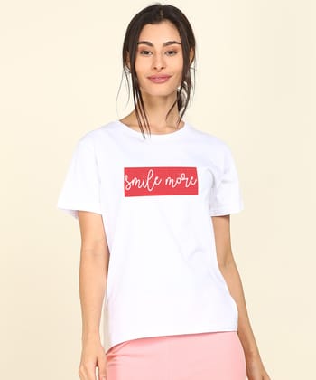 Young Trendz Womens  Regular Fit Printed Tshirt-S / White