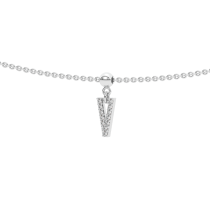 Letter "V" bead charm-Bead charm + silver chain for bead charm