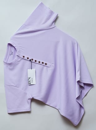 Lavender | Premium Henley Neck | Polo T-Shirt-M