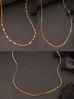 NVR Women's Set of 3 Gold-Plated Minimal Chain-Onesize / Gold / Alloy