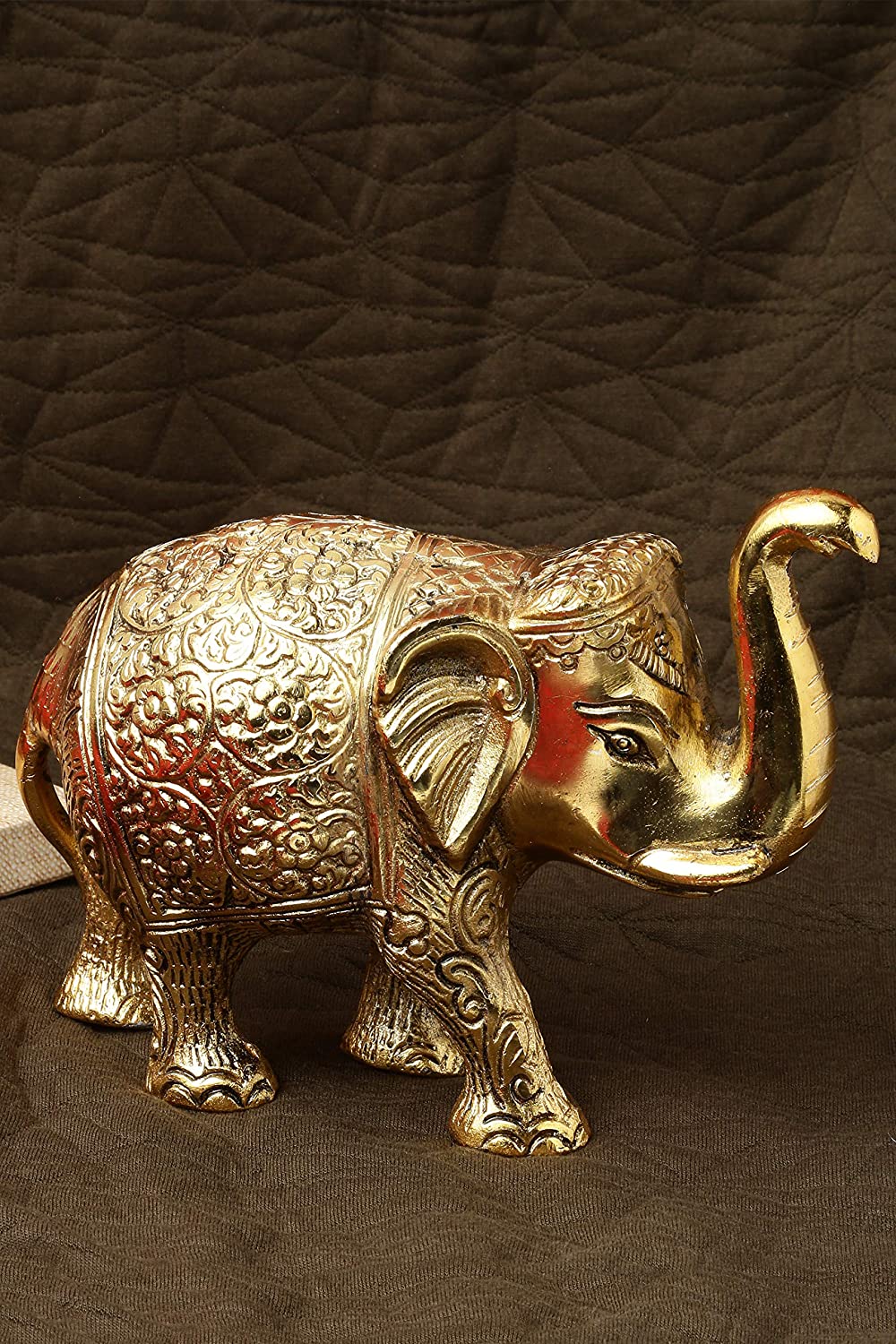 DreamKraft Metal Elephant For Home Decor and Showpiece (14x8x5 cm ,Gold Plated)