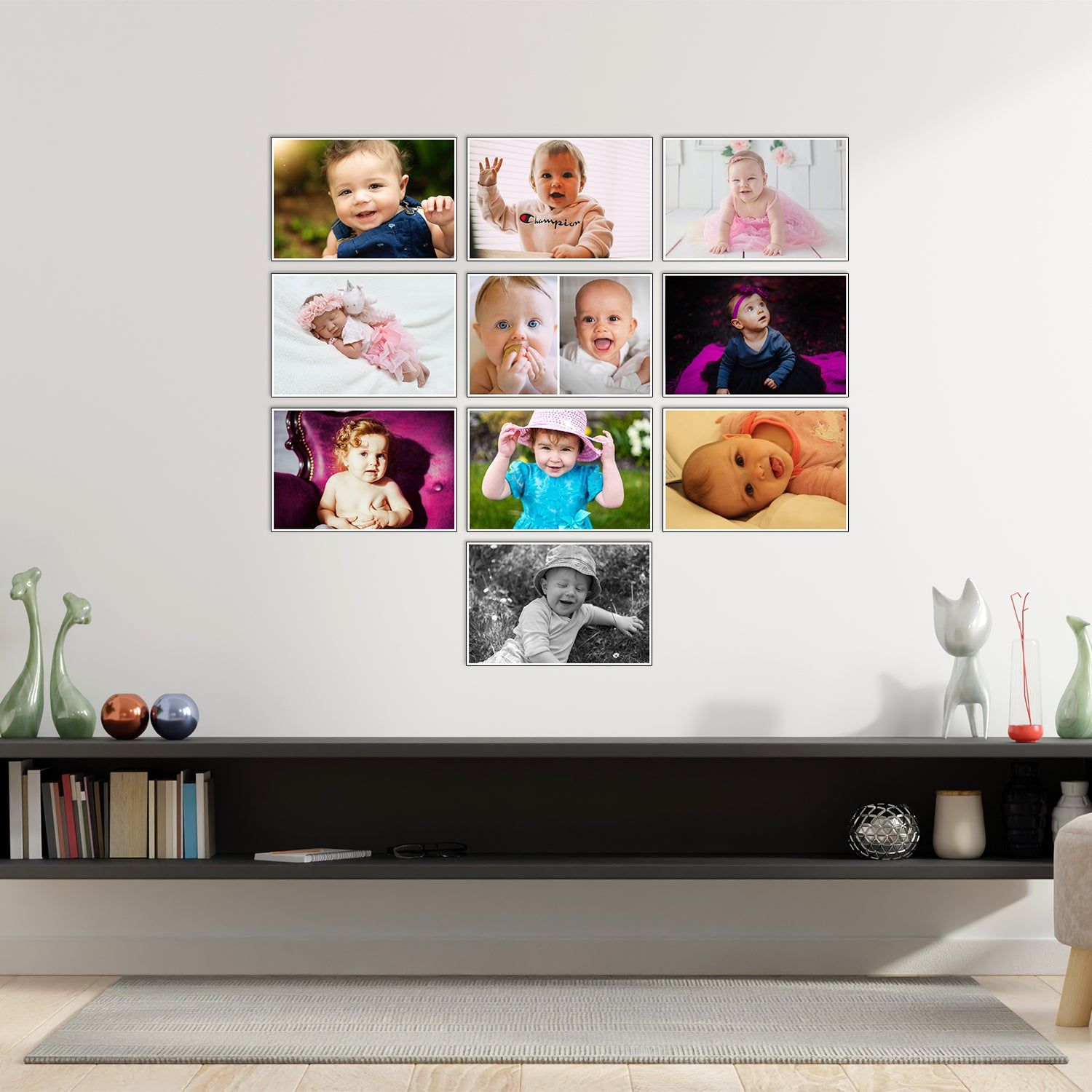 Set of 10 New Born Baby Girl/Boy High Quality Printed 300 GSM Posters for Pregnant Women with Glue Drops