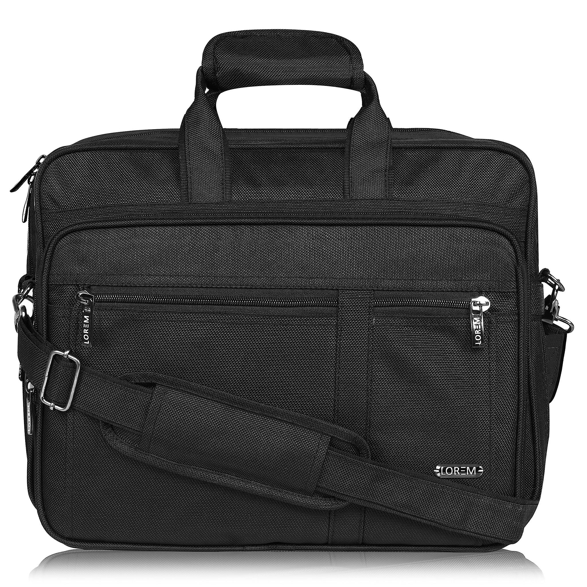 LOREM Black Color Linen fabric 28L Laptop Messenger Bag For Men New BG66