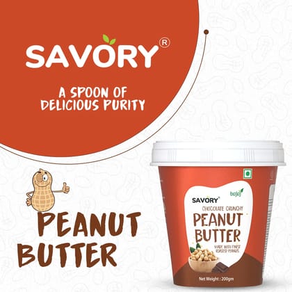 Savory Chocolate Crunchy Peanut Butter (200g) | Made with Finest Roasted Peanuts | High in Protein | Cholesterol Free & Keto Friendly | Healthy Nut Butter | Ready to Eat | Chocolate Spread