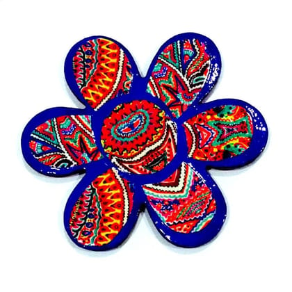 Blue Blossom Flower Wooden Magnet