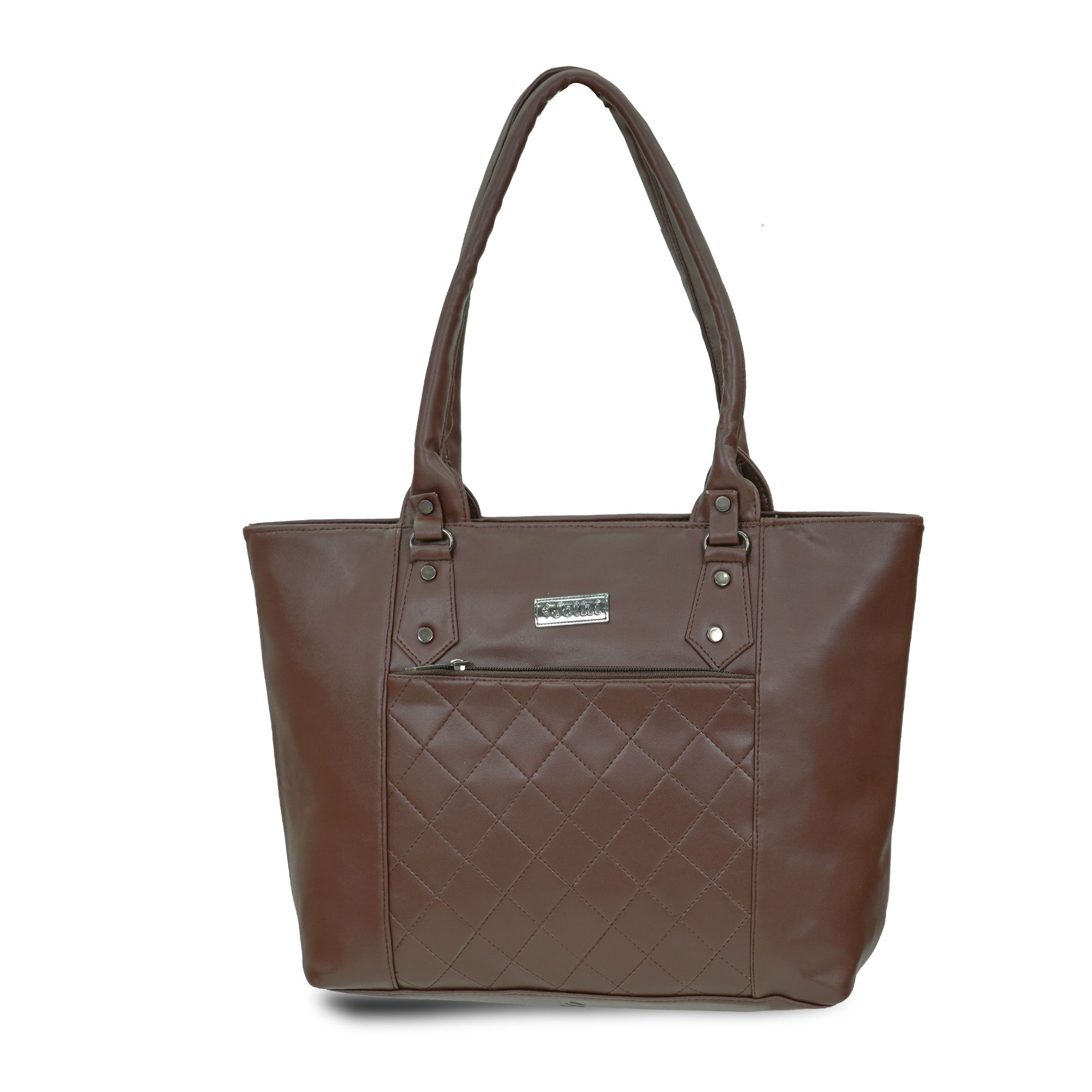 Jothi MetroBelle Quilted Handbag for Women | Stylish Synthetic Leather Purse | Dual Compartments | Mobile Pocket | Water-Resistant | Soft Carry Handles | Taupe