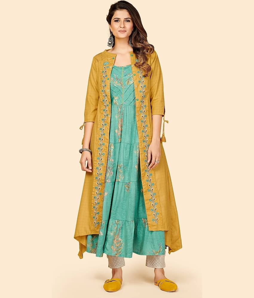 Vbuyz - Multicolor Art Silk Women's Jacket Style Kurti ( Pack of 1 )