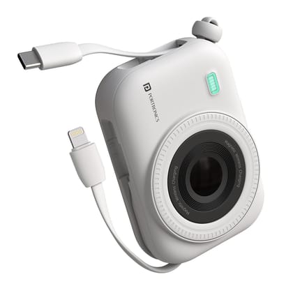 Portronics Power Shutter 10000mAh 15W Magnetic Wireless Fast Charging Powerbank with in-Built Type C & 8 Pin Cable, 22.5W Type C PD Output, Type C Bidirectional Port, LED Display (White)