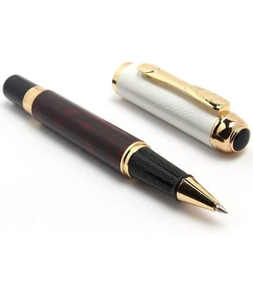 Dikawen 821 Silver Mesh Cap Dark Wine Marble Rollerball Pen New