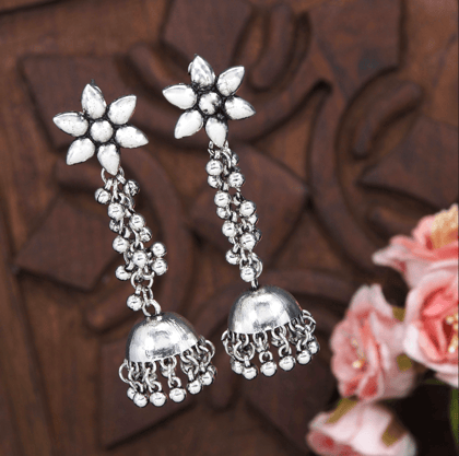 Antique Gold/Silver Plated Floral Design Hanging Beads Long
