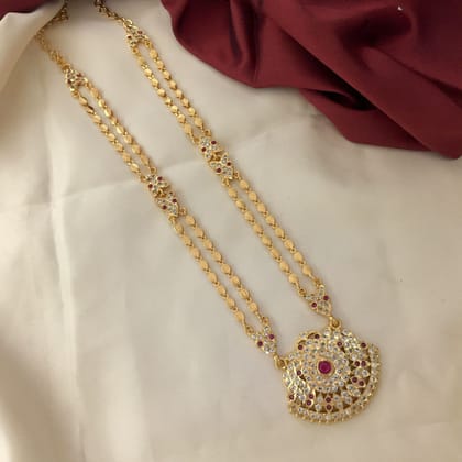 Impon Gold-Plated Haram With Red And White Stones