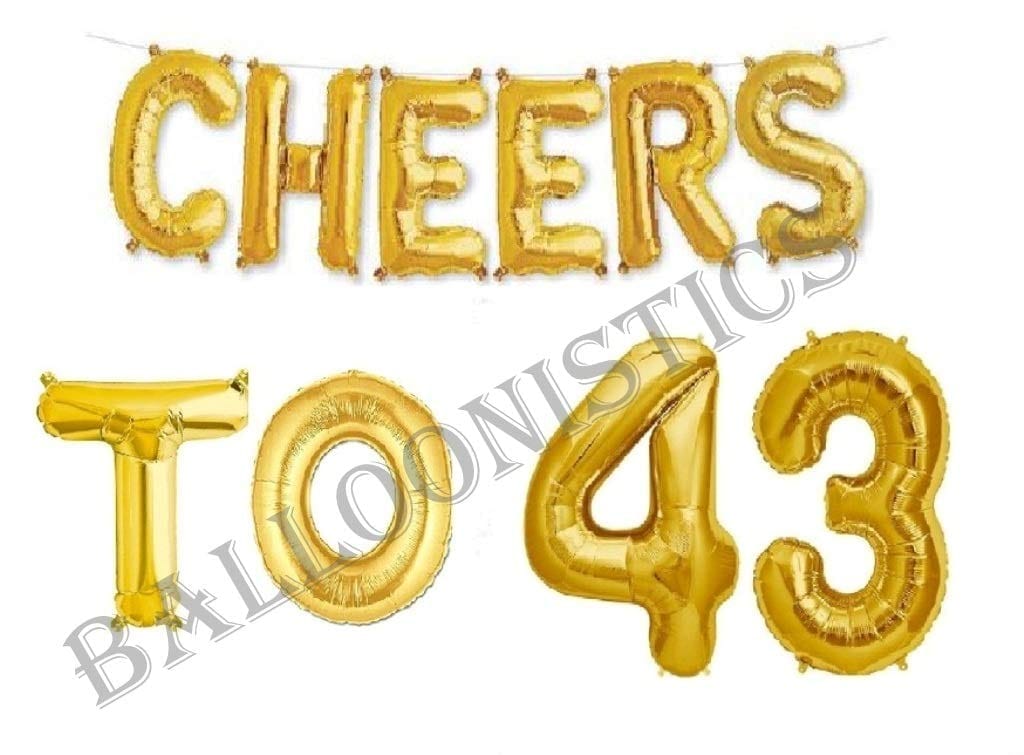 Cheers to Forty Three Foil Balloon Combo Number 43 Foil Balloon for Birthday and Anniversary