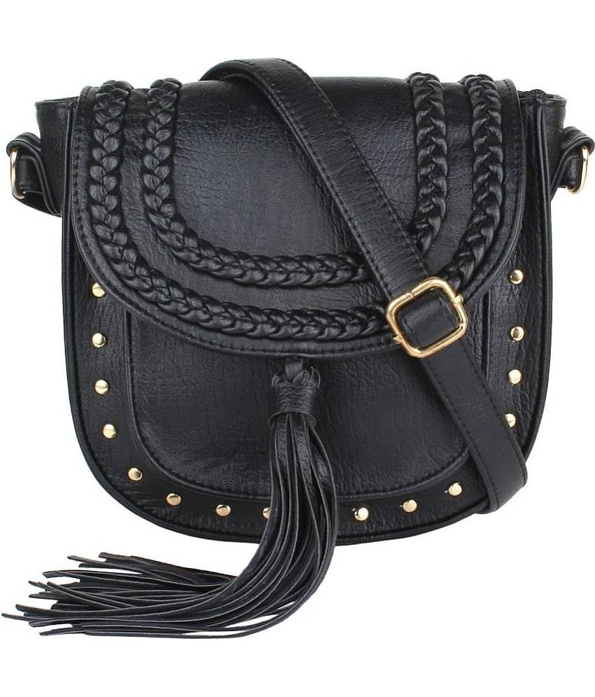 Lychee Bags Sling Bag PU Set of 1 ( Black )