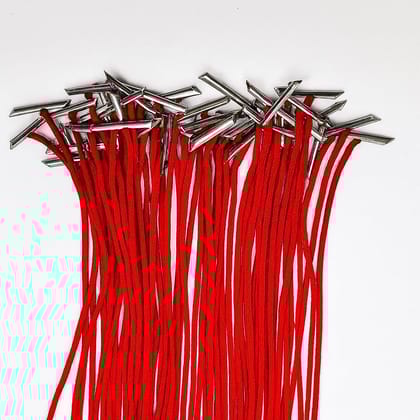 8 Inch Long Paper Tags � Red Color (Pack of 100) � Multipurpose � Braided Tag Strings with Metal Pins � Strong & Durable for Office Files, School, Craft Projects & Document Indexing