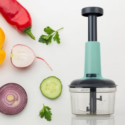 Manual Push Food and Vegetable Chopper, Cutter, Mixer Set with 3 Stainless Steel Blades (650ml)