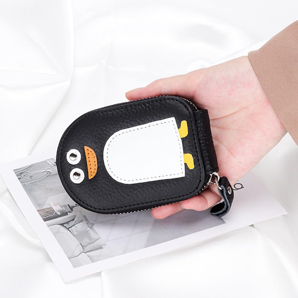 Cartoon Penguin Design Mini Wallet, Zipper Coin Purse, Classic Credit Card Holder