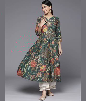 Varanga Cotton Printed Anarkali Women's Kurti - Green ( Pack of 1 )