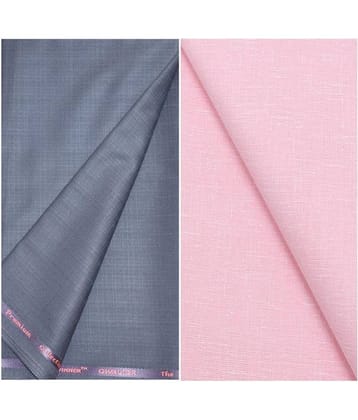 KUNDAN SULZ GWALIOR Multi Linen Unstitched Shirts & Trousers 1 Pant and Shirt Piece For Men