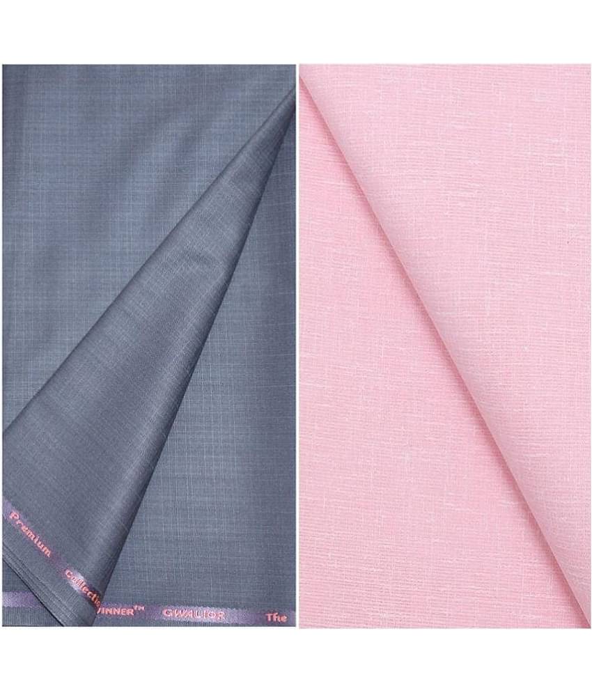 KUNDAN SULZ GWALIOR Multi Linen Unstitched Shirts & Trousers 1 Pant and Shirt Piece For Men