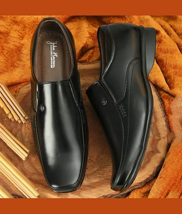 John Karsun Black Men's Slip On Formal Shoes