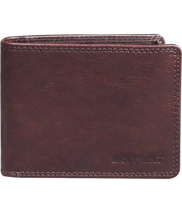 MODEWELT Brown Leather Men's Two Fold Wallet ( Pack of 1 )