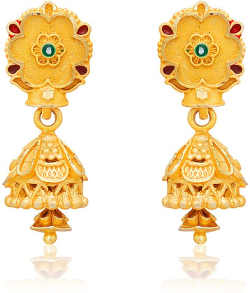 LUV FASHION Golden Jhumki Earrings ( Pack of 1 )