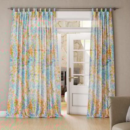 Tie & Dye Mulmul Curtain - Blue & Rust-Blue / Orange / Mulmul / 9ft / 108 Inches