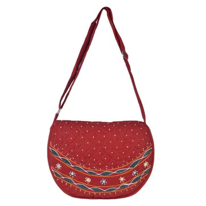 Tribes India Handicraft Handmade Banjara Floppy Bag Maroon Color