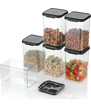 DarkShri 1100ml container Plastic Black Multi-Purpose Container ( Set of 6 )