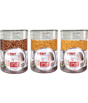 Dream Home Sydney Airtight Plastic Transparent Tea/Coffee/Sugar Container ( Set of 3 )