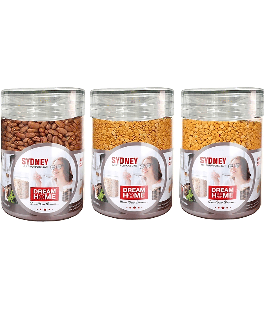 Dream Home Sydney Airtight Plastic Transparent Tea/Coffee/Sugar Container ( Set of 3 )