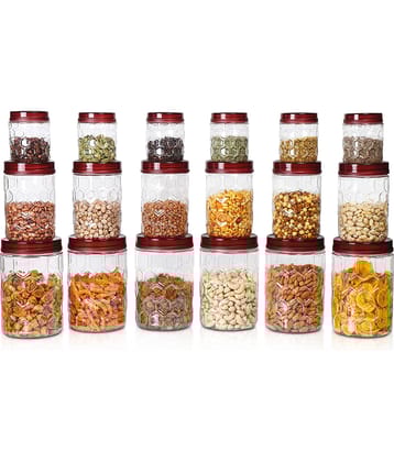 Milton Hexa plastic Pet Storage Jar and Container, Set of 18 (6 Pcs x 270 ml Each, 6 Pcs x 665 ml Each, 6 Pcs x 1240 ml Each), Brown