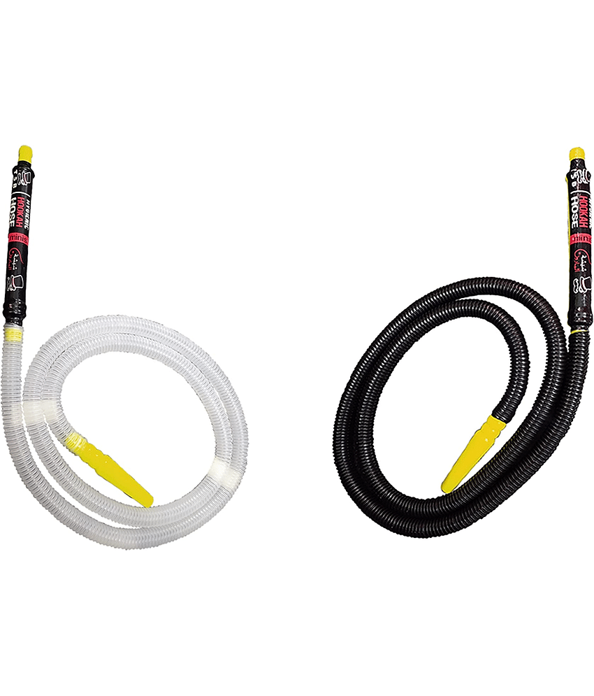 Puff Smart Plastic Black and White Hookah Hose 1 m (Pack of 2)