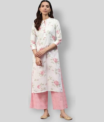 JC4U - White Straight Cotton Women's Stitched Salwar Suit ( Pack of 1 )