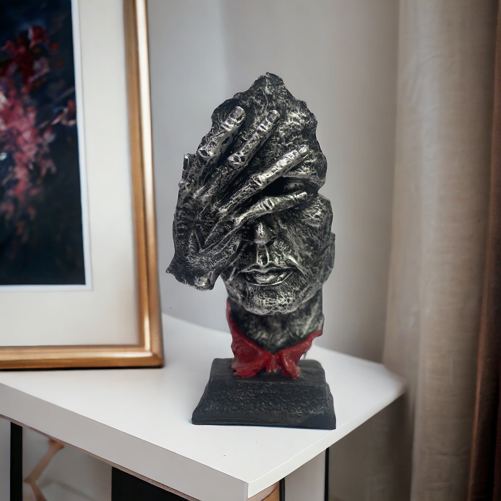 Abstract The Thinker Statue Keep Silence Statue for Home Decor H- 27 cm-Poly Resin