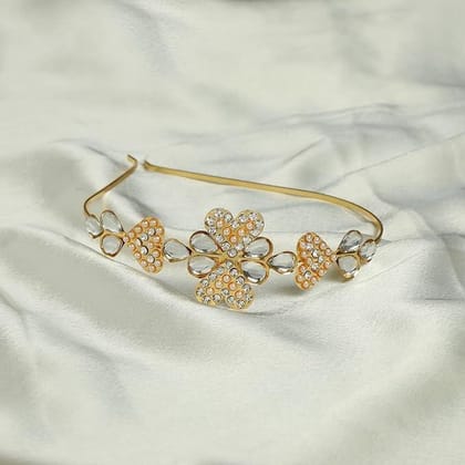 Women Gold-Toned  White Embellished Hairband