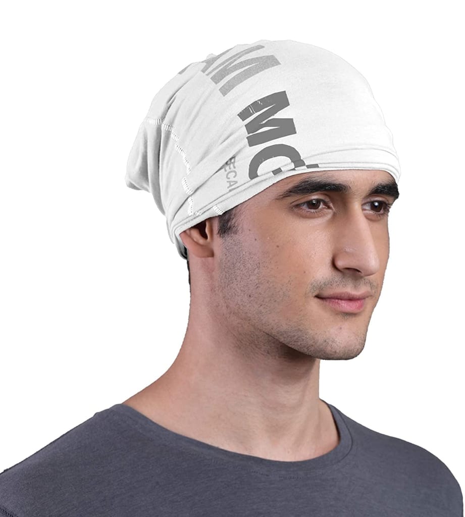 FREECULTR Unisex Bamboo Bandana, Anti Microbial Super Soft & Comfort Fit, Breathable Multipurpose Headband, Face Mask for Dust Protection and Sun - Printed Pack of 2-Cuban Peach,White