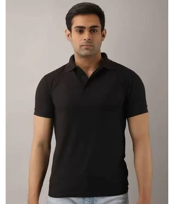 SKYRISE Pack of 1 Cotton Blend Slim Fit Solid Half Sleeves Men's Polo T Shirt ( Black )