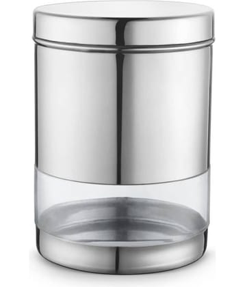Classic Essentials Sleek Canister Steel Silver Cookie Container ( Set of 1 )