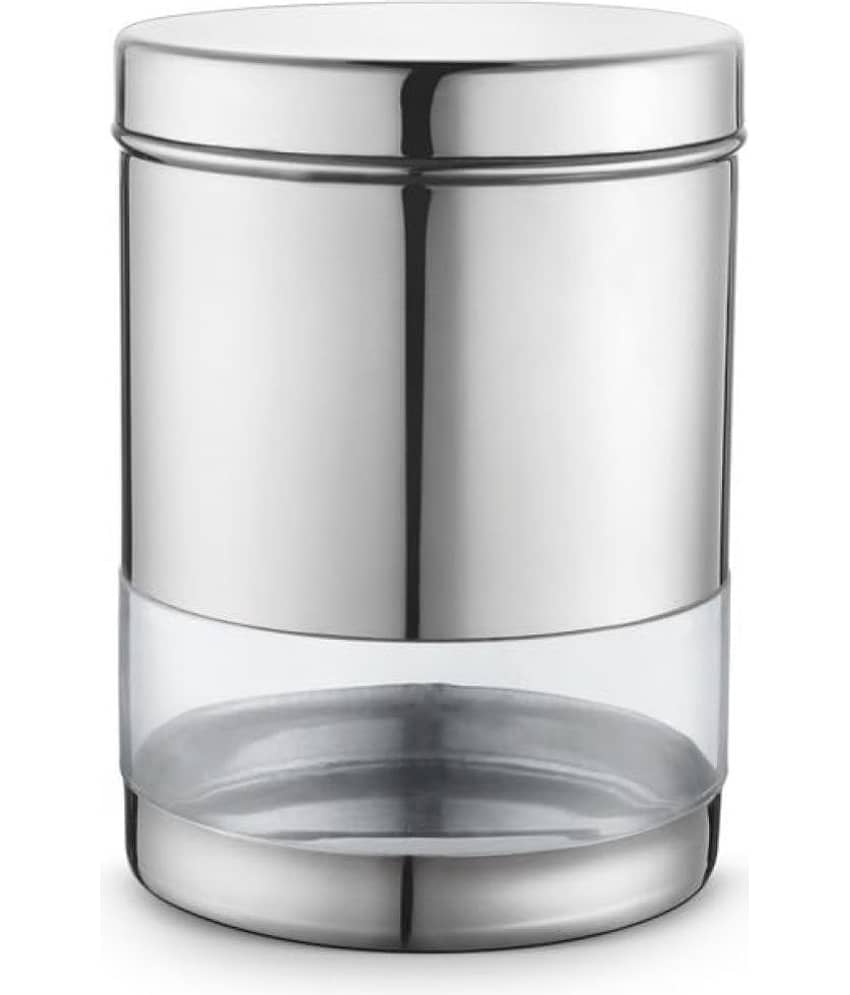 Classic Essentials Sleek Canister Steel Silver Cookie Container ( Set of 1 )