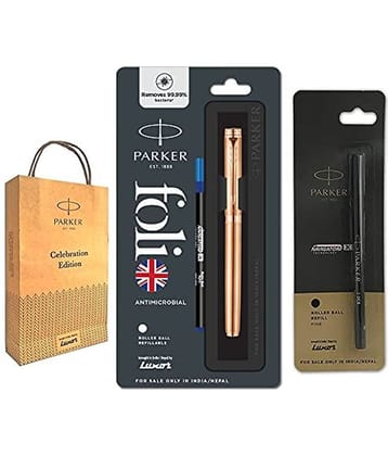 Parker Folio Antimicrobial Roller Copper Ion Plated Ball Pen with Black X Navigator