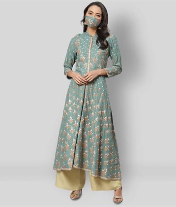 Yash Gallery Pack of 1 Rayon Printed Asymmetrical Women's Kurti - ( Multicolor )
