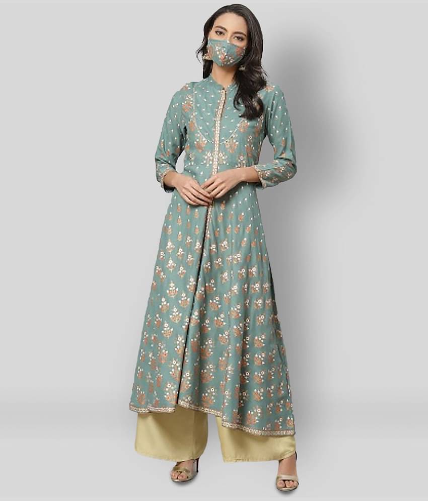Yash Gallery Pack of 1 Rayon Printed Asymmetrical Women's Kurti - ( Multicolor )